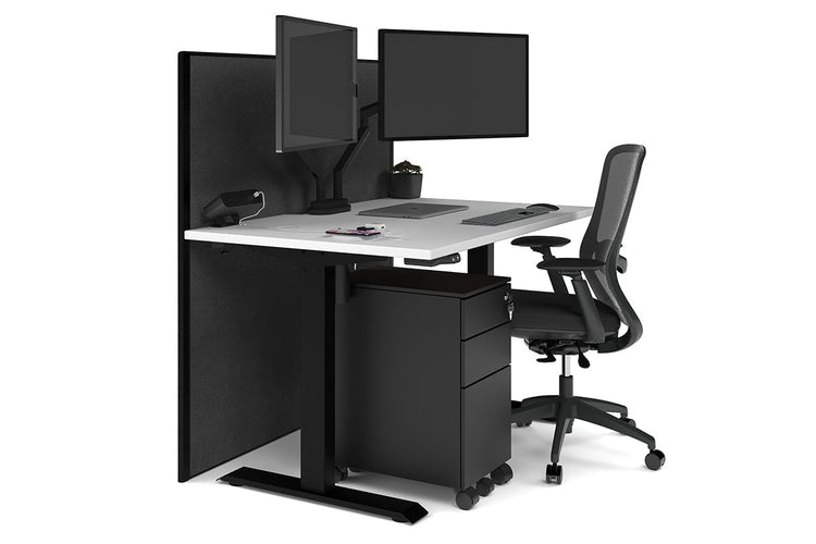 Just Right Height Adjustable Desk [1200L x 800W with Cable Scallop] Jasonl black leg white moody charchoal (1200H x 1200W)