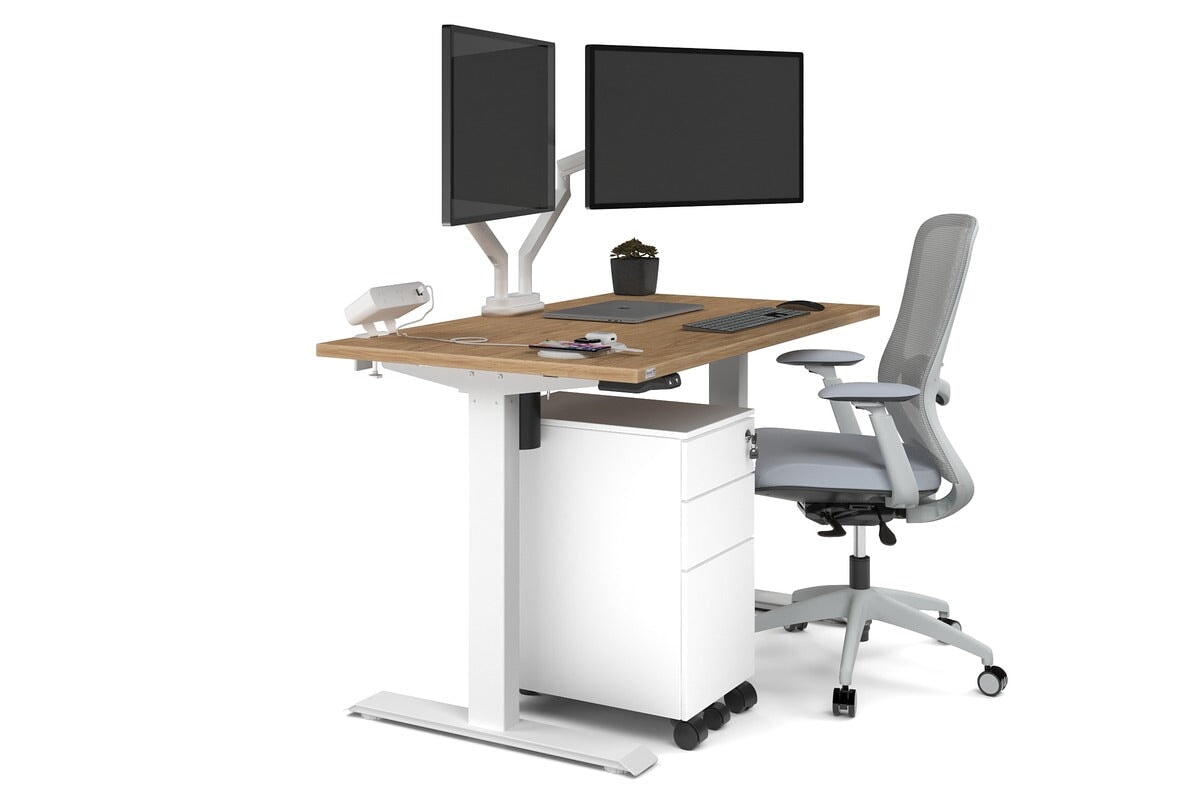 Just Right Height Adjustable Desk [1400L x 700W] Jasonl white leg salvage oak none