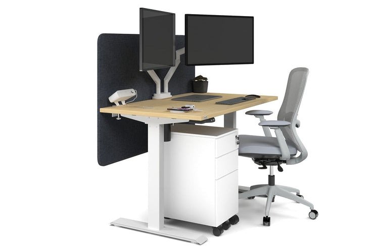Just Right Height Adjustable Desk [1400L x 700W] Jasonl white leg maple dark grey echo panel (820H x 1400W)