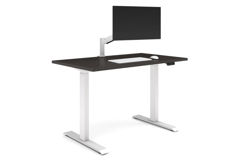 Just Right Height Adjustable Desk [1400L x 700W]-white leg dark oak none