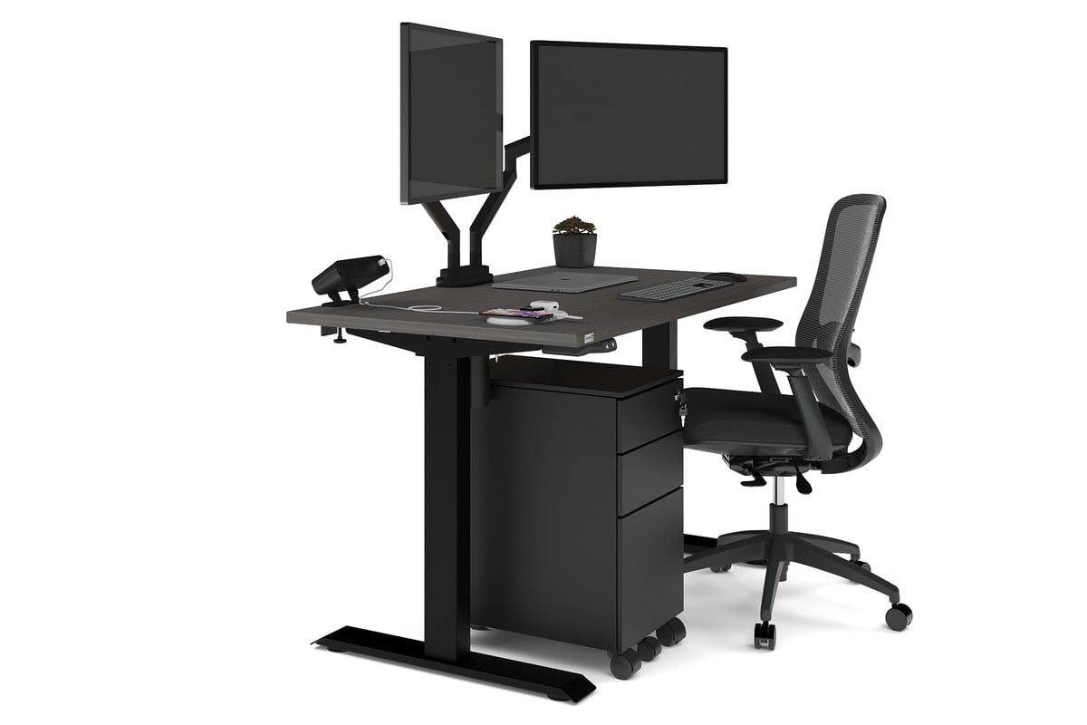 Just Right Height Adjustable Desk [1400L x 700W] Jasonl black leg dark oak none