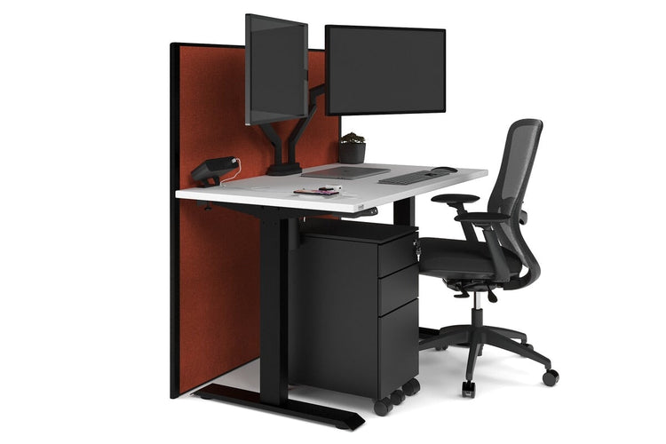 Just Right Height Adjustable Desk [1400L x 700W] Jasonl black leg white orange squash (1200H x 1400W)