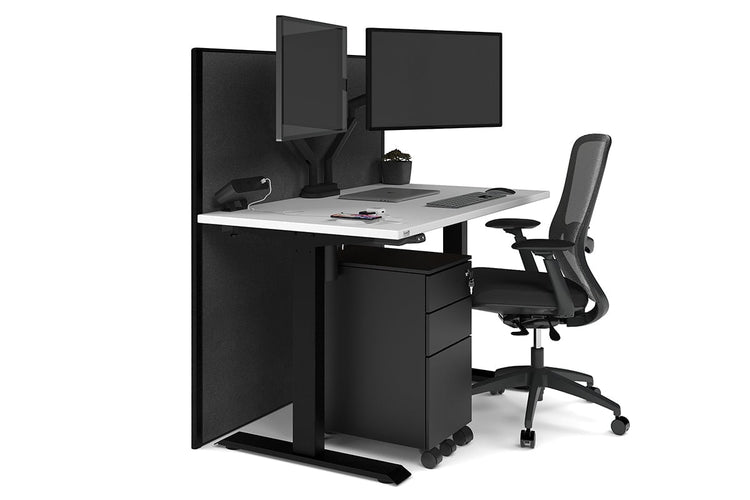 Just Right Height Adjustable Desk [1400L x 700W] Jasonl black leg white moody charchoal (1200H x 1400W)