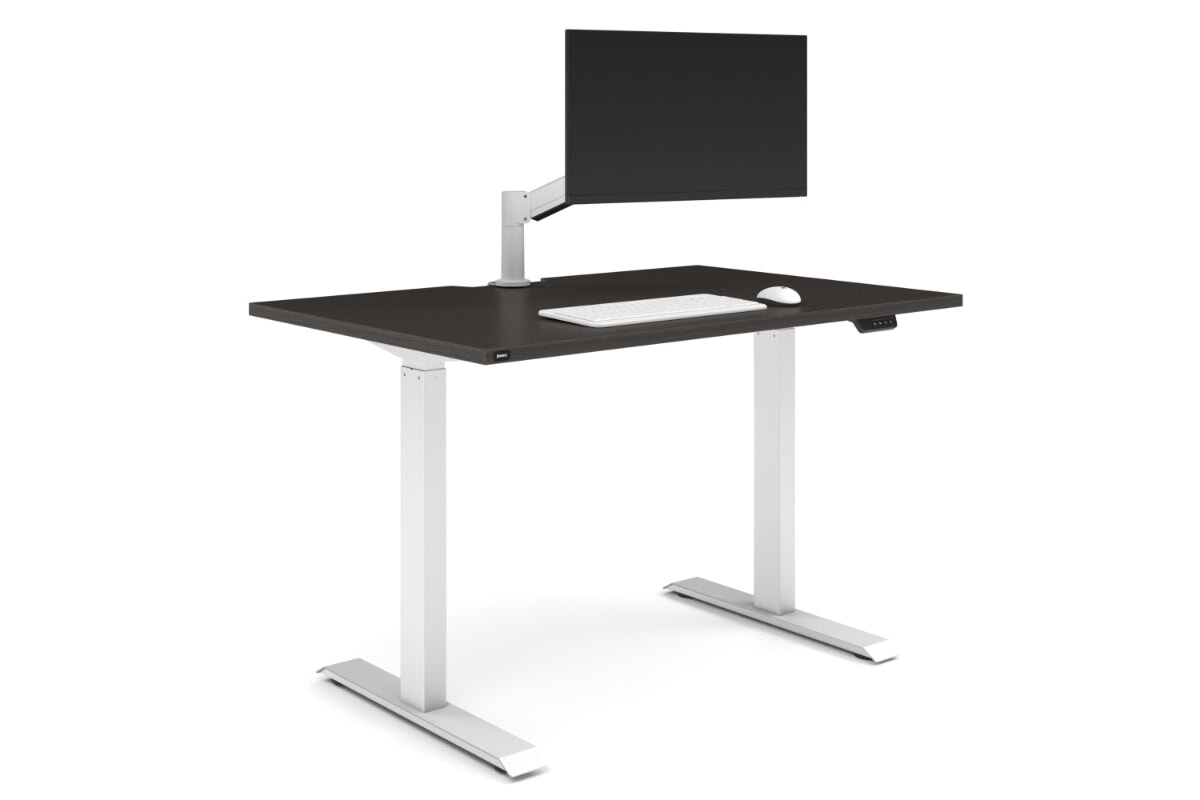 Just Right Height Adjustable Desk [1400L x 800W with Cable Scallop]-white leg dark oak none