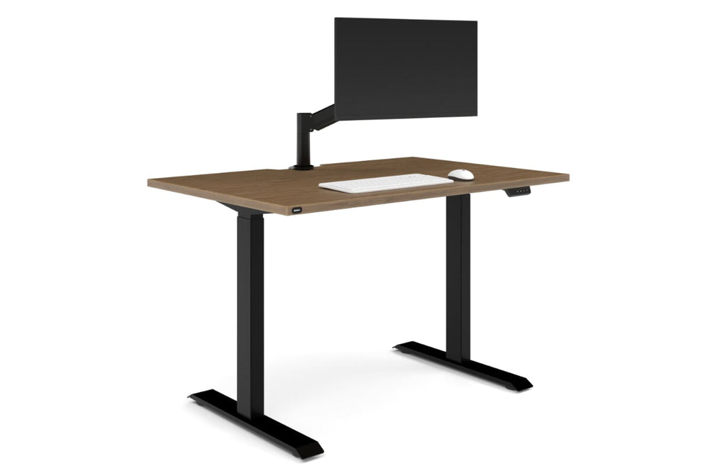 Just Right Height Adjustable Desk [1400L x 800W with Cable Scallop]-black leg salvage oak none