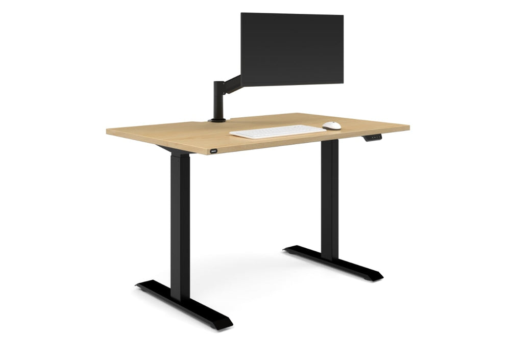 Just Right Height Adjustable Desk [1400L x 800W with Cable Scallop]-black leg maple none