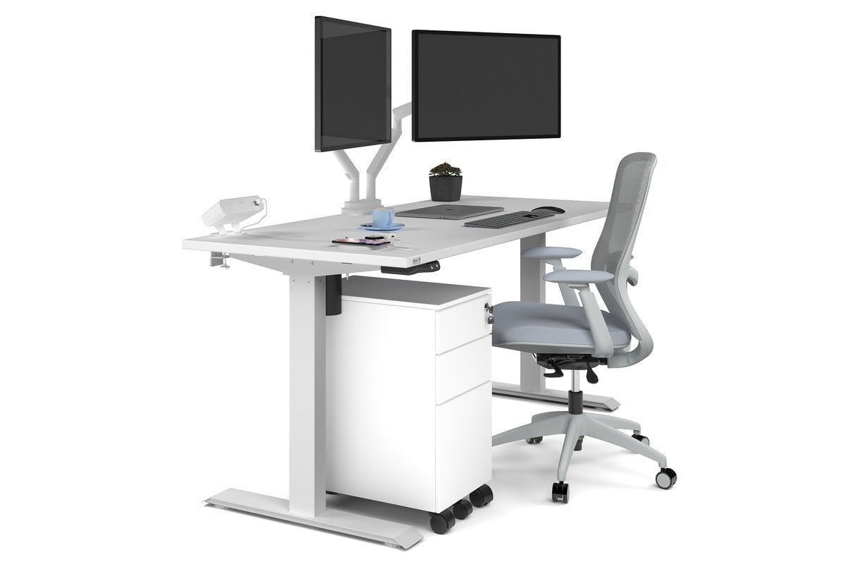 Just Right Height Adjustable Desk [1600L x 700W] Jasonl white leg white none