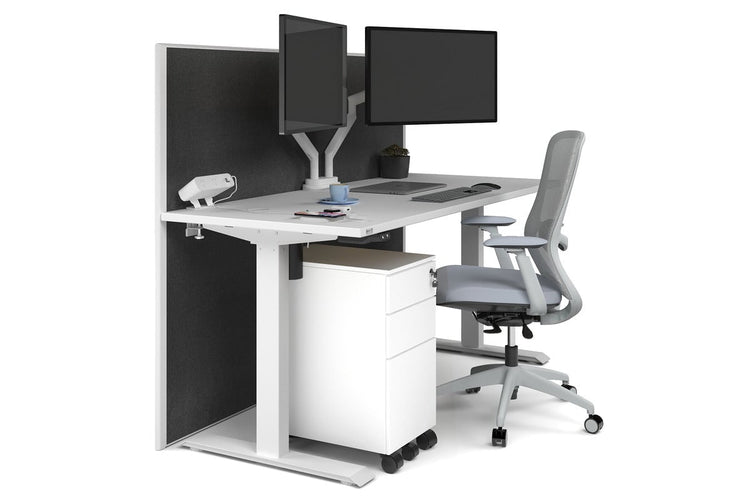 Just Right Height Adjustable Desk [1600L x 700W] Jasonl white leg white moody charchoal (1200H x 1600W)