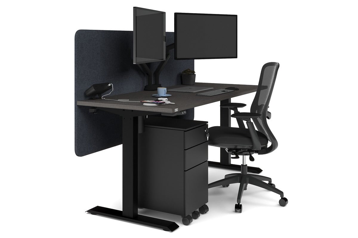 Just Right Height Adjustable Desk [1600L x 700W] Jasonl black leg dark oak dark grey echo panel (820H x 1600W)