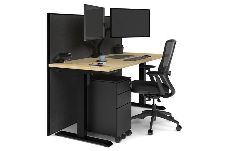 Just Right Height Adjustable Desk [1600L x 700W] Jasonl black leg maple moody charchoal (1200H x 1600W)