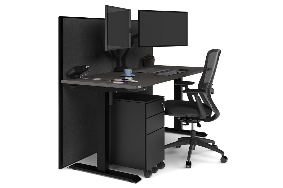 Just Right Height Adjustable Desk [1600L x 700W] Jasonl black leg dark oak moody charchoal (1200H x 1600W)