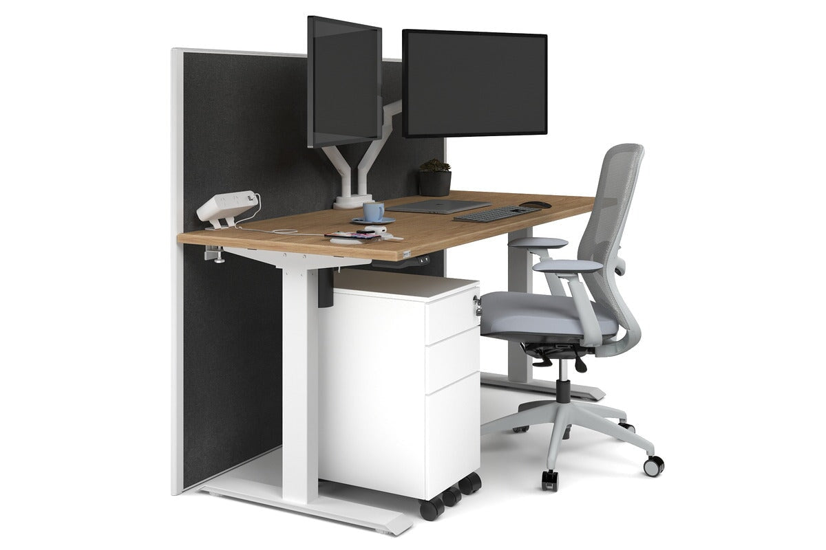 Just Right Height Adjustable Desk [1600L x 700W] Jasonl white leg salvage oak moody charchoal (1200H x 1600W)