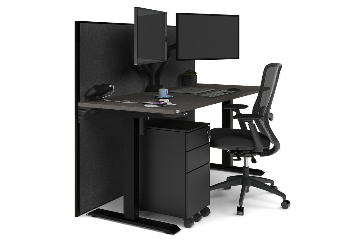 Just Right Height Adjustable Desk [1600L x 700W] Jasonl black leg dark oak moody charchoal (1200H x 1600W)