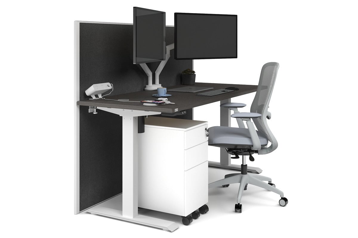 Just Right Height Adjustable Desk [1600L x 700W] Jasonl white leg dark oak moody charchoal (1200H x 1600W)
