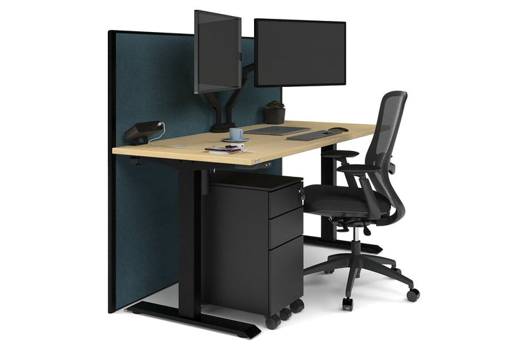 Just Right Height Adjustable Desk [1600L x 700W] Jasonl black leg maple deep blue (1200H x 1600W)