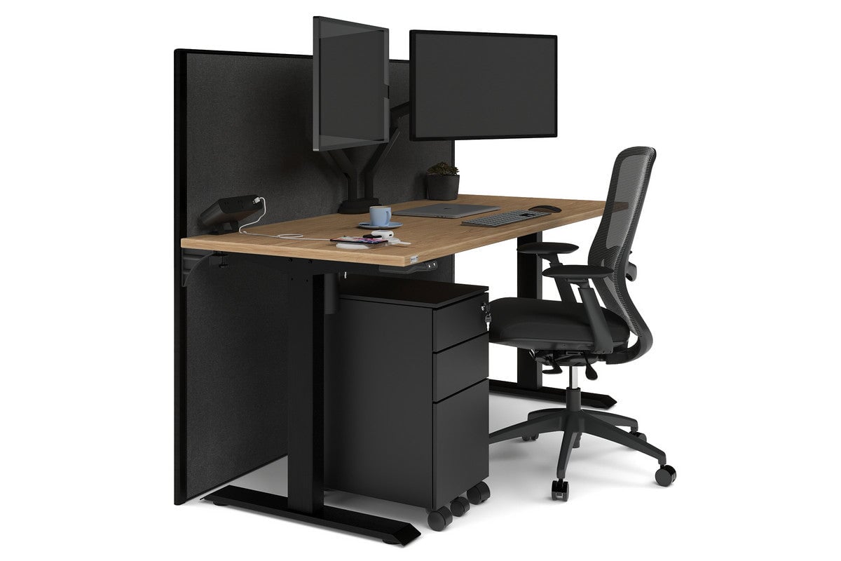 Just Right Height Adjustable Desk [1600L x 700W] Jasonl black leg salvage oak moody charchoal (1200H x 1600W)
