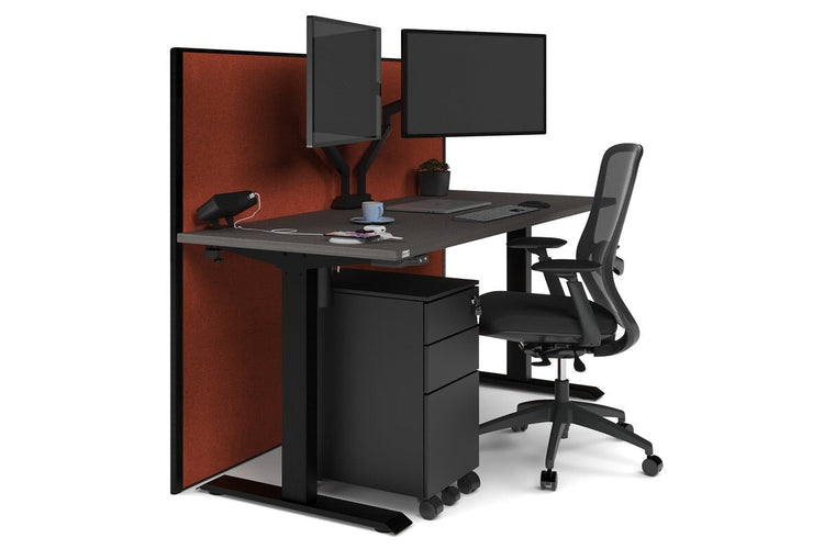 Just Right Height Adjustable Desk [1600L x 700W] Jasonl black leg dark oak orange squash (1200H x 1600W)