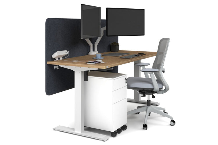 Just Right Height Adjustable Desk [1600L x 700W] Jasonl white leg salvage oak dark grey echo panel (820H x 1600W)