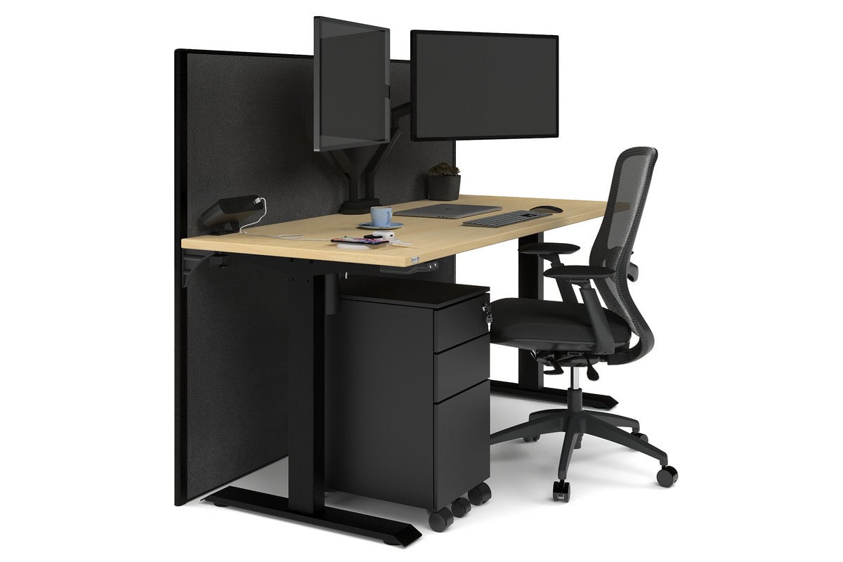 Just Right Height Adjustable Desk [1600L x 700W] Jasonl black leg maple moody charchoal (1200H x 1600W)