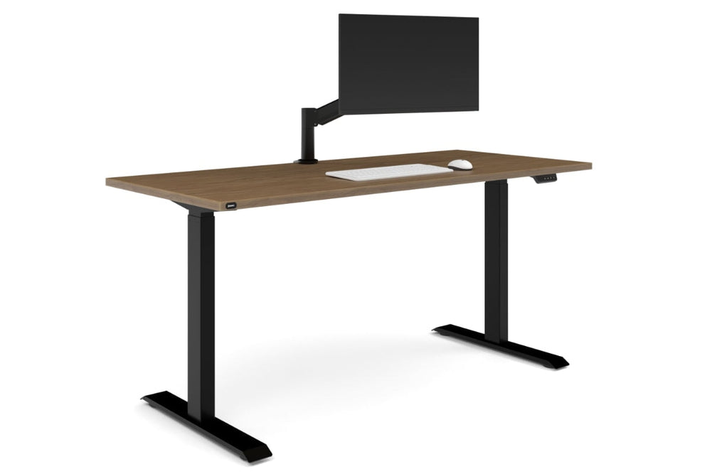 Just Right Height Adjustable Desk [1600L x 700W]-black leg salvage oak none