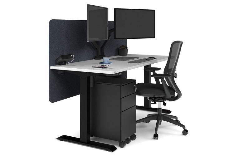 Just Right Height Adjustable Desk [1600L x 700W] Jasonl black leg white dark grey echo panel (820H x 1600W)