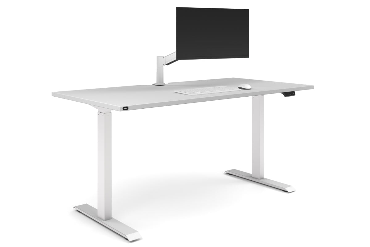 Just Right Height Adjustable Desk [1600L x 800W with Cable Scallop]-white leg white none