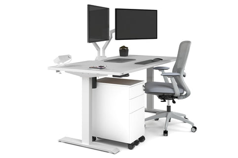 Just Right Height Adjustable Desk [1600L x 800W with Cable Scallop] Jasonl white leg white none