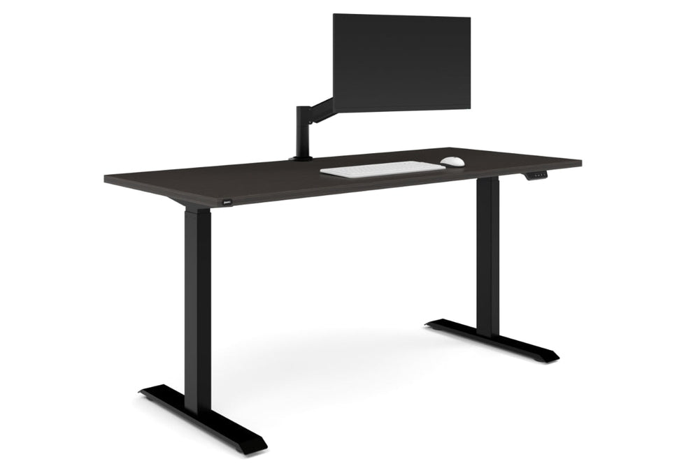Just Right Height Adjustable Desk [1800L x 700W]-black leg dark oak none