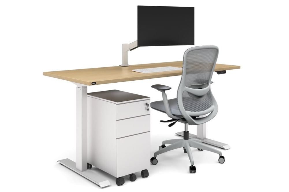 Just Right Height Adjustable Desk [1800L x 700W]-black leg dark oak moody charchoal (1200H x 1800W)
