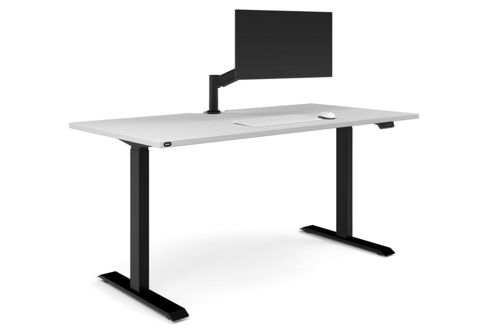 Just Right Height Adjustable Desk [1800L x 800W with Cable Scallop]-black leg white none