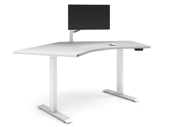 Just Right Height Adjustable Single Person 120 Degree Workstation Jasonl white 
