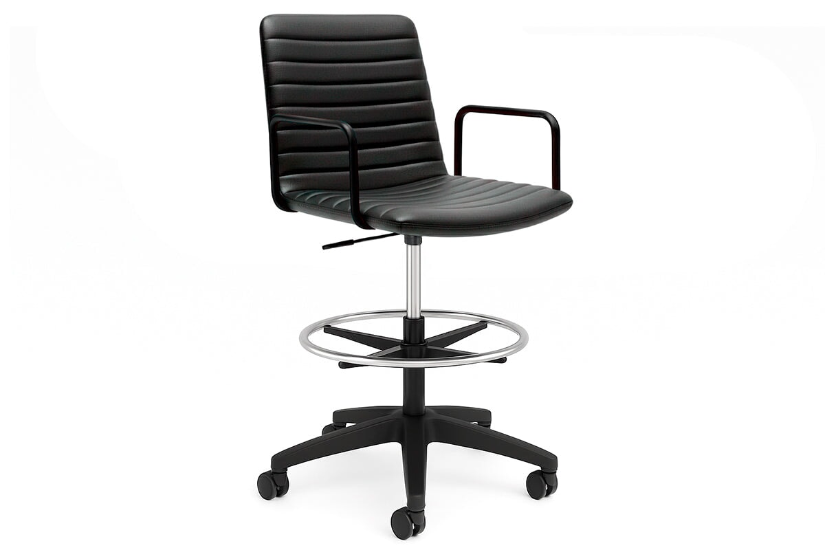 Lark Drafting Chair-PU black arms 