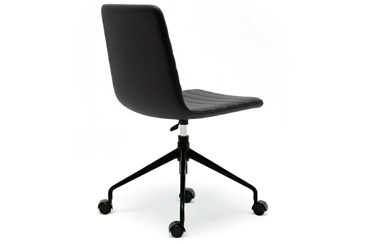 Lark Swivel Meeting Chair-PU black arms 