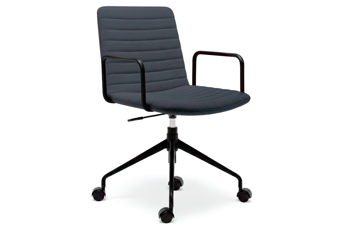 Lark Swivel Meeting Chair-fabric dark grey arms 