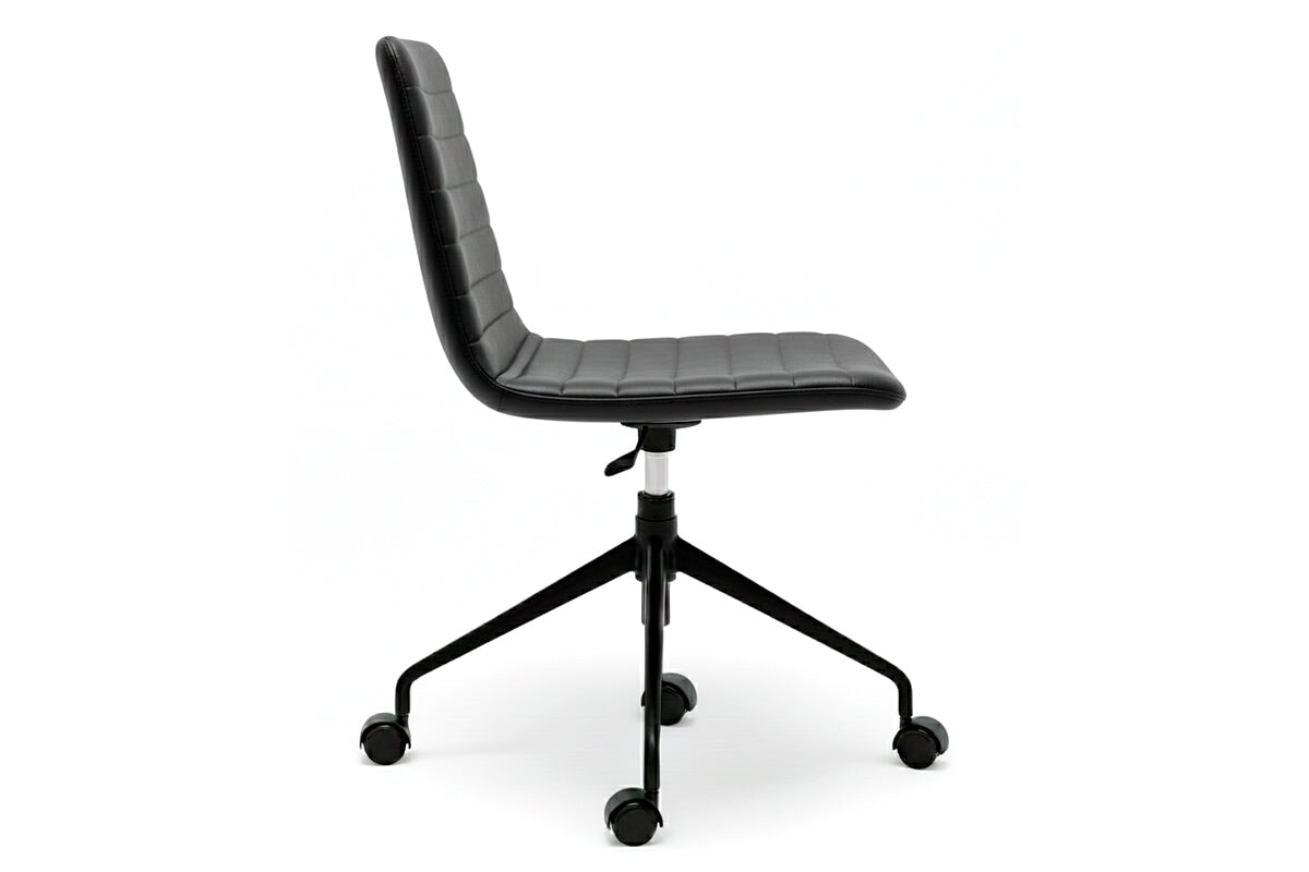 Lark Swivel Meeting Chair-PU black arms 