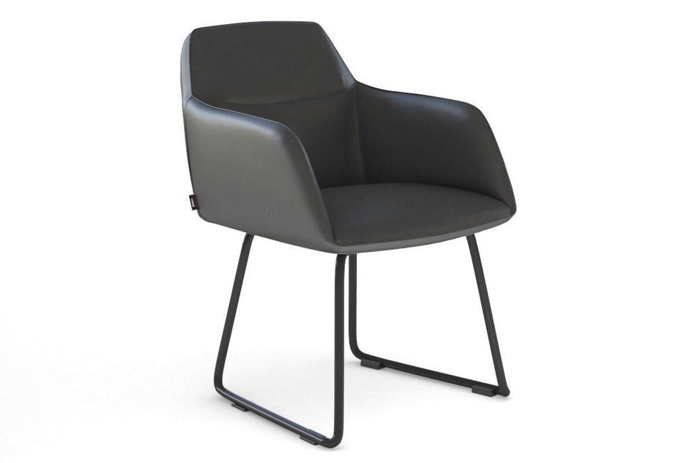 Mcduck Arm Chair - Black Sled Base-PU black  