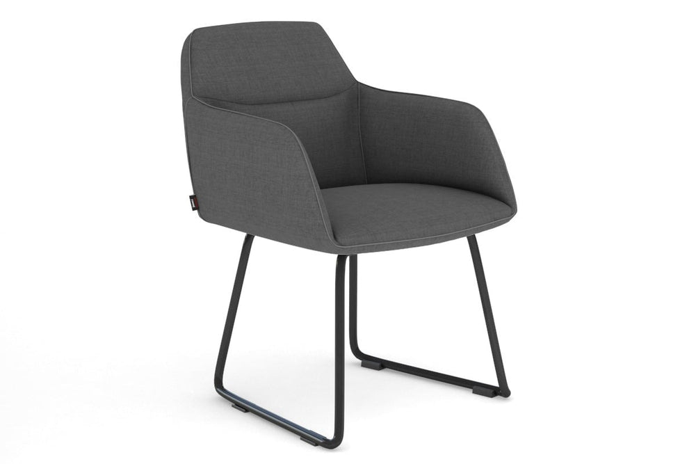 Mcduck Arm Chair - Black Sled Base-fabric dark grey  