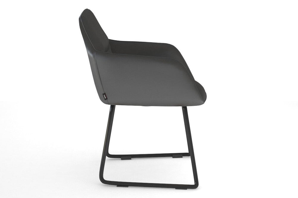 Mcduck Arm Chair - Black Sled Base-PU black  