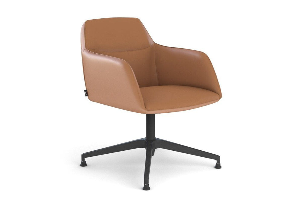 McDuck Arm Chair - Black Swivel Base-PU brown black glides 