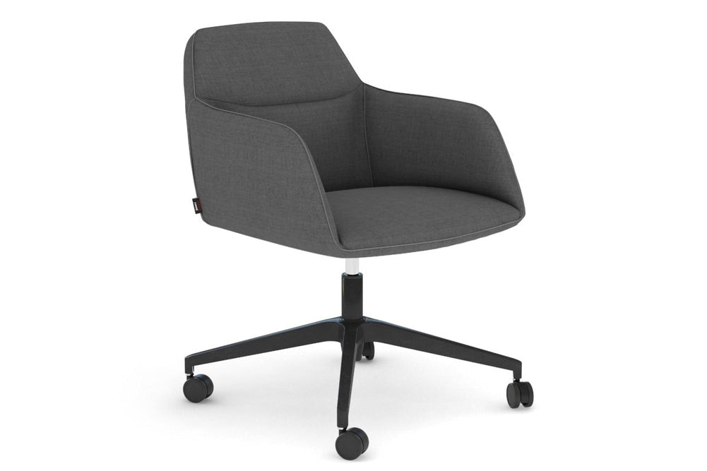 McDuck Arm Chair - Black Swivel Base-fabric dark grey none 