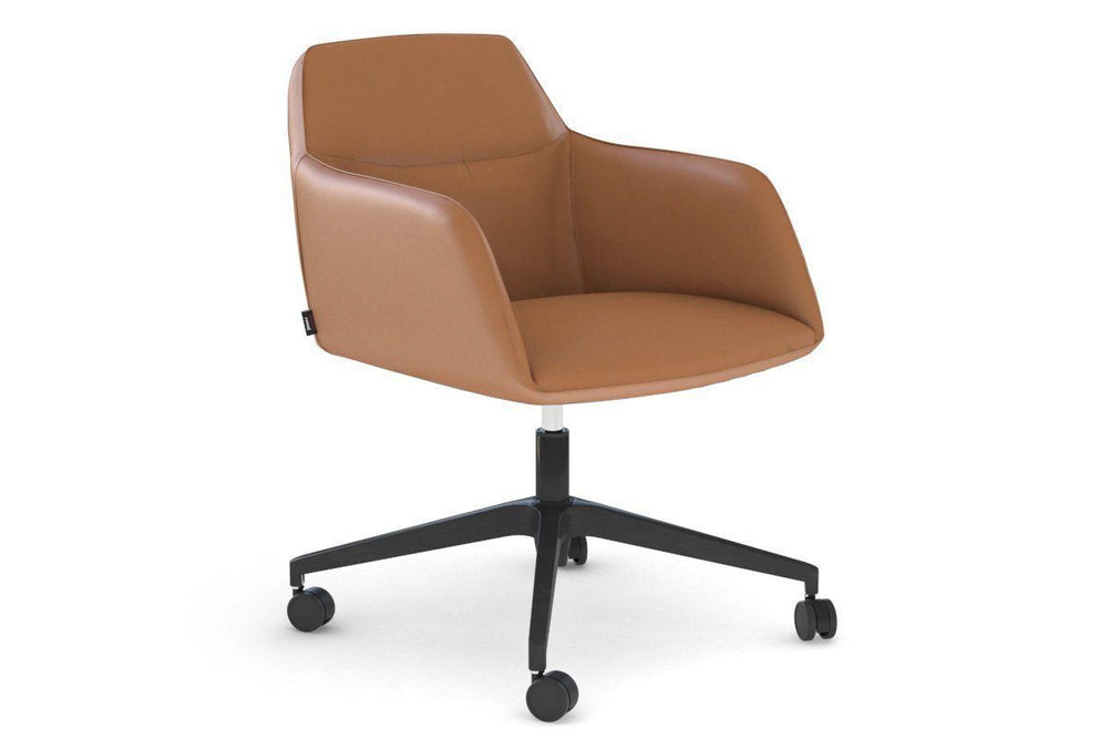 McDuck Arm Chair - Black Swivel Base-PU brown none 