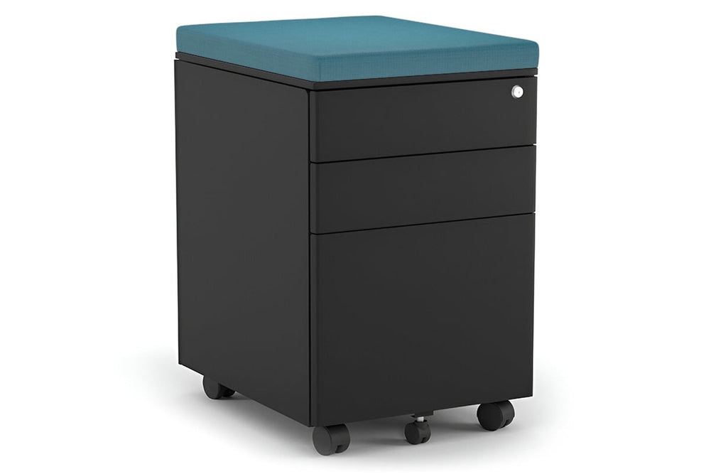 Mobile Pedestal with Filing Drawers Metal-black blue 