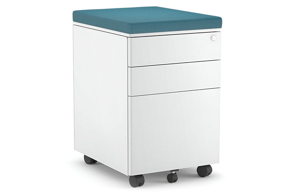 Mobile Pedestal with Filing Drawers Metal-white blue 