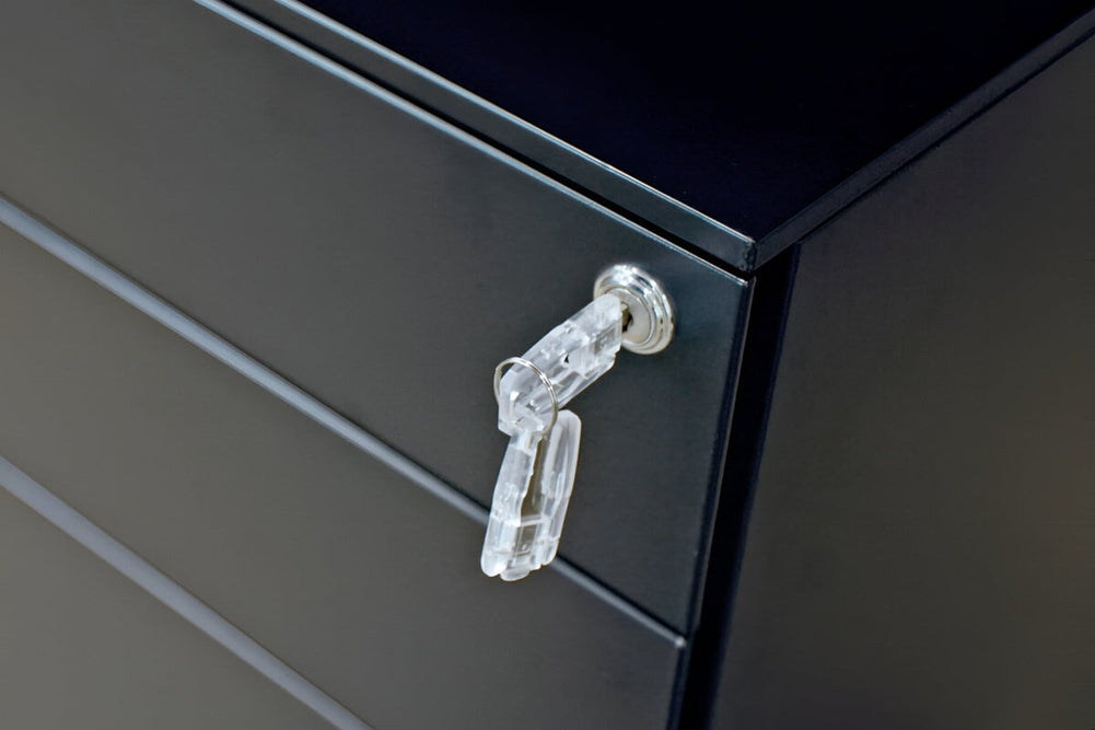 Mobile Pedestal with Filing Drawers Metal-black grey 