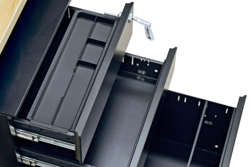 Mobile Pedestal with Filing Drawers Metal-black grey 