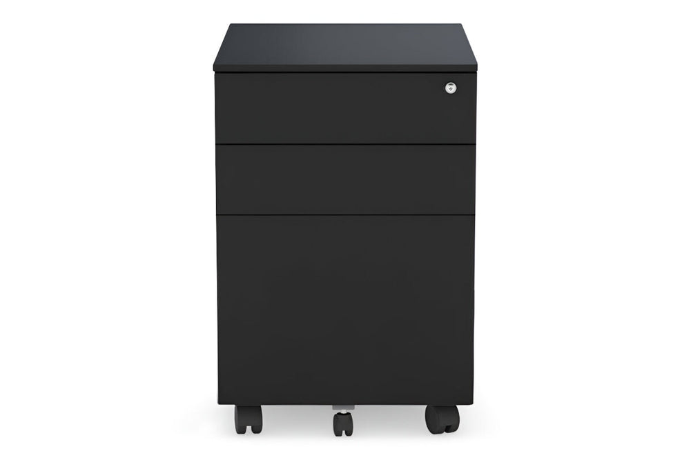 Mobile Pedestal with Filing Drawers Metal-black grey 