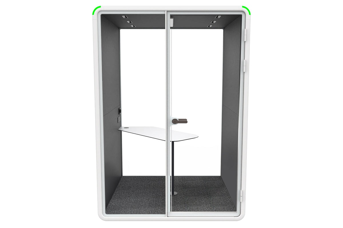 Nest 2 Person Meeting Booth with Diagonal Table [Echo Panel] Jasonl white dark grey none