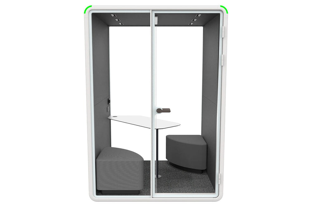 Nest 2 Person Meeting Booth with Diagonal Table [Acoustic Panel]-black dark grey grey