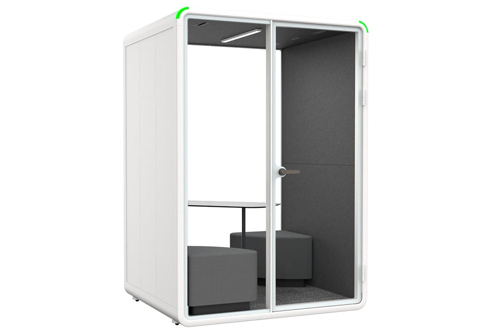 Nest 2 Person Meeting Booth with Diagonal Table [Acoustic Panel]-white dark grey grey