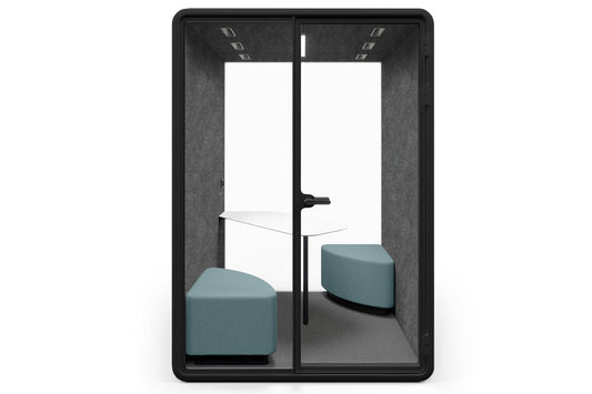 Nest 2 Person Meeting Booth with Diagonal Table [Echo Panel] Jasonl black dark grey blue